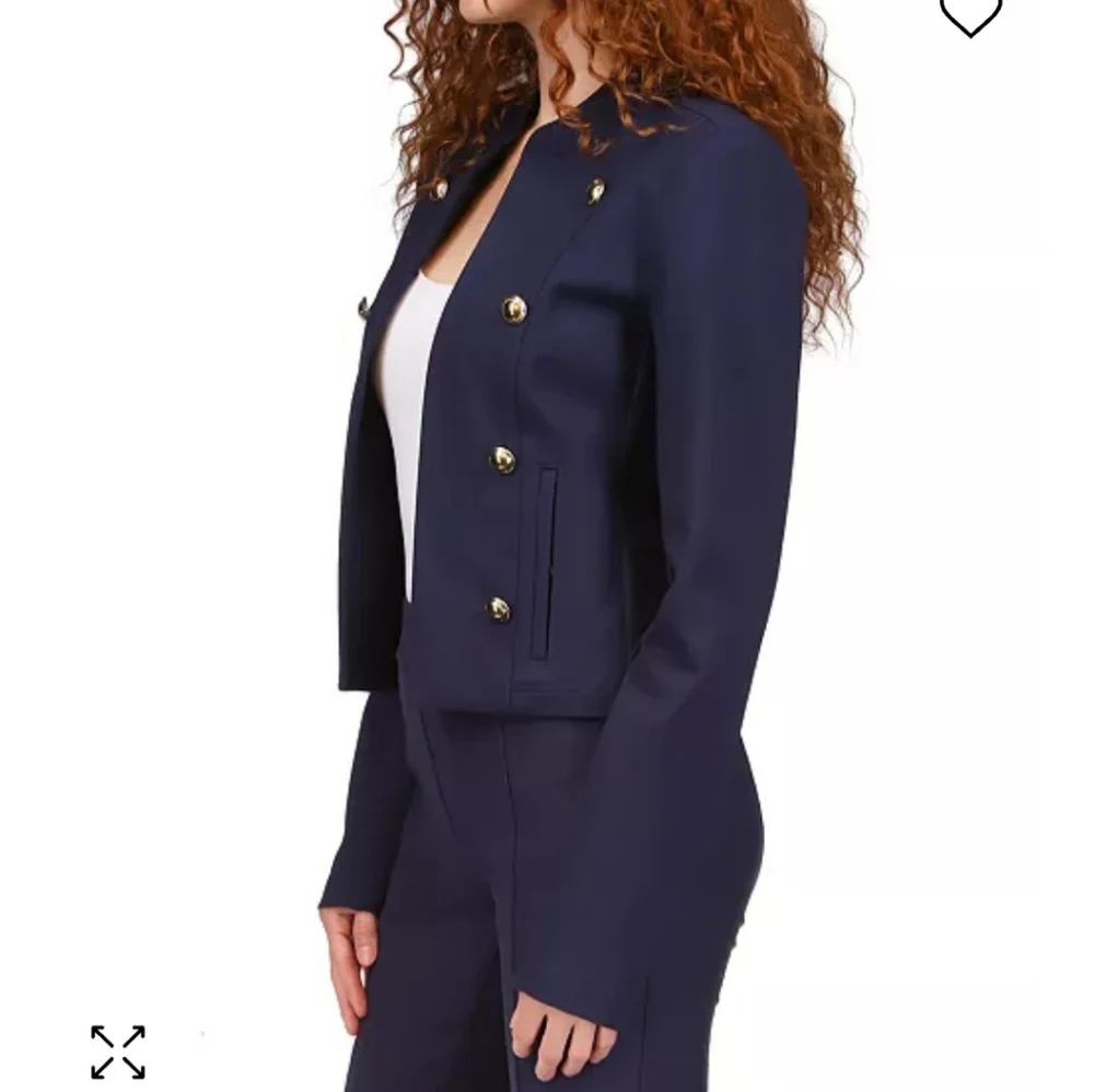 MICHAEL KORS MIDNIGHT BLUE CROPPED POINTE MILITARY JACKET SIZE LARGE NWT